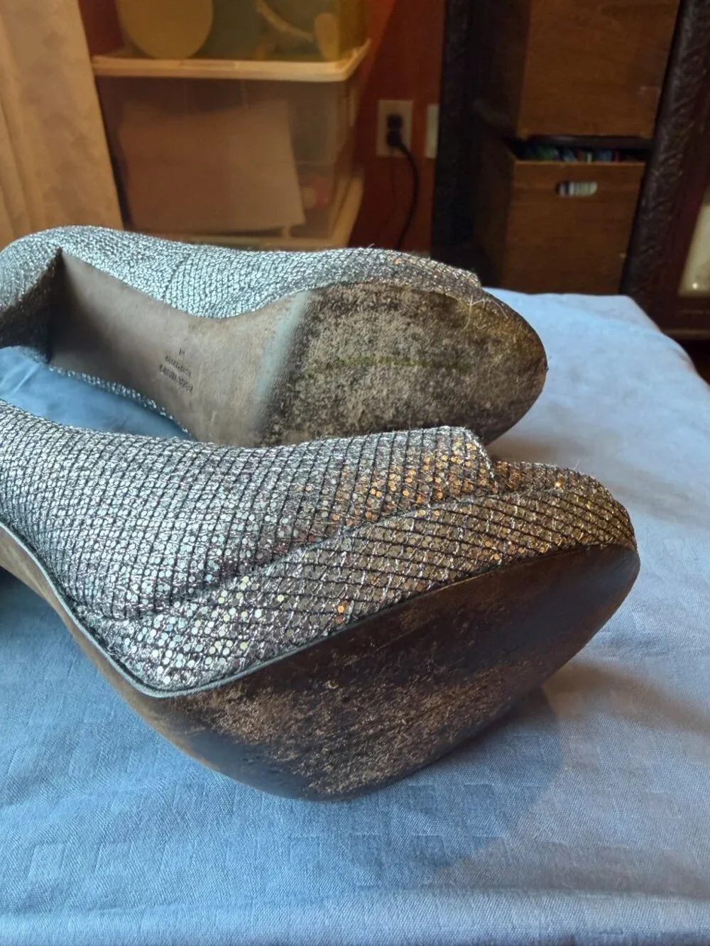 Vera Wang Heels   5.  Dark Silver Sparkle
